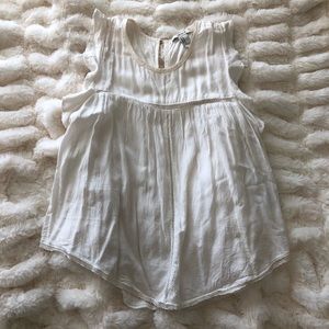 Forever21 White Cropped Sleeve Blouse Size M